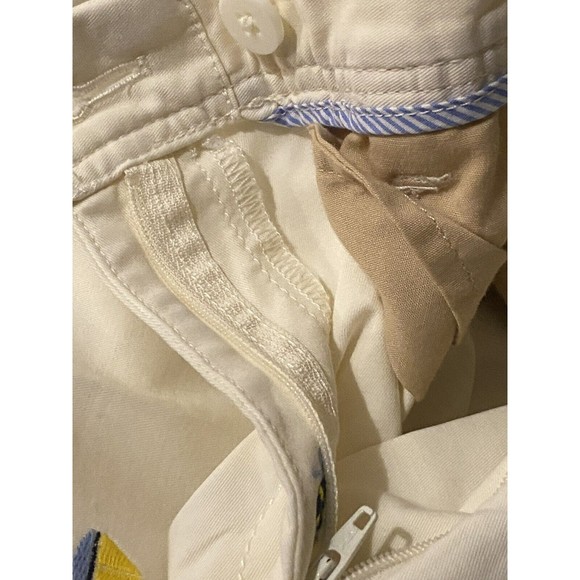 Talbots Pants Embroidered Nautical Sz 4 Ivory Girlfriend Chinos Ankle Length - Picture 11 of 12